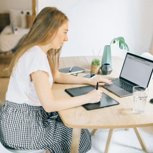 Woman using a computer