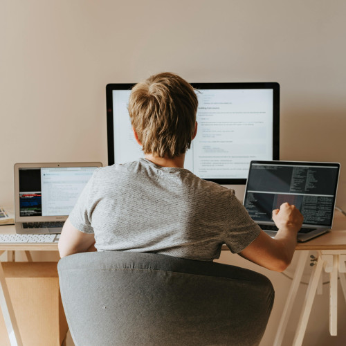 Man working on a laptop